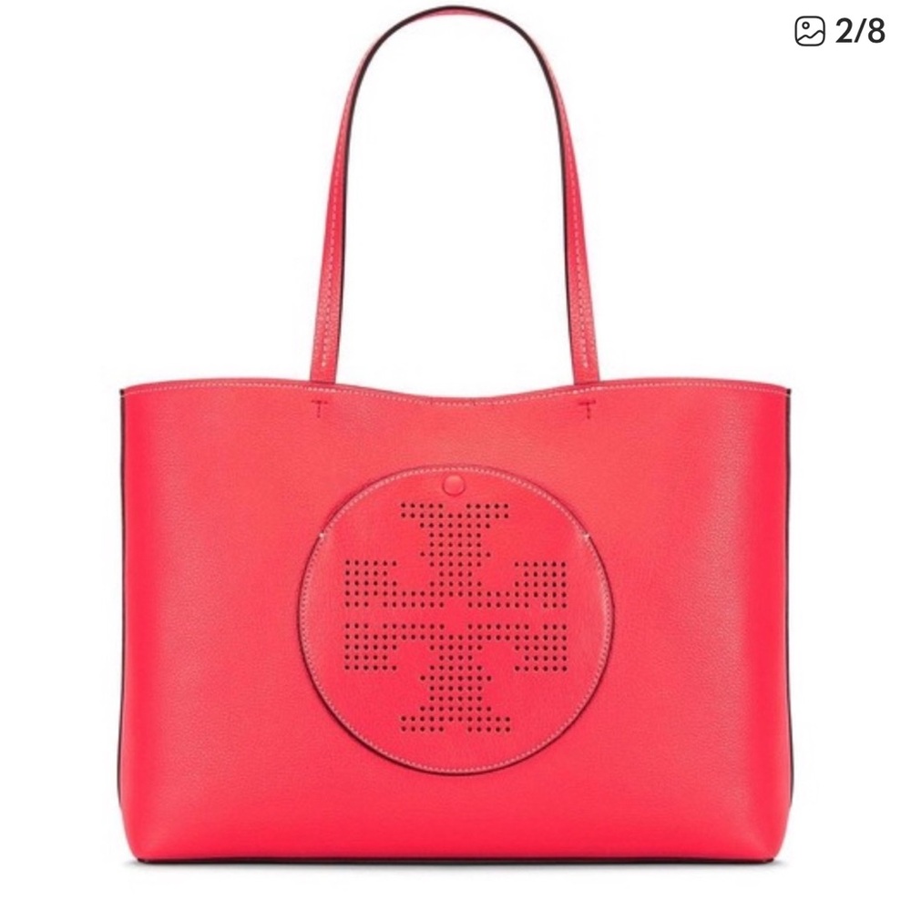 Tory Burch Perforated Classic Tote. Red. Like New.